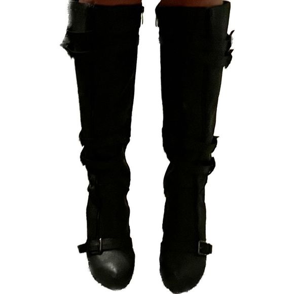 Knee High Buckle High Heel Boots - Picture 3 of 6